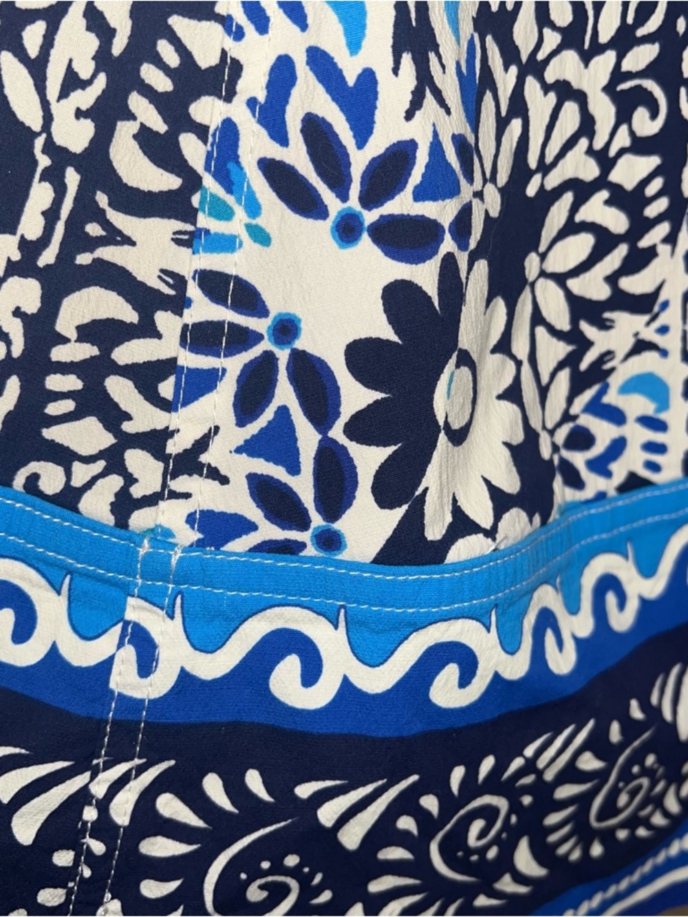Avec Les Filles Blue and White Floral Sweetheart Neckline Mini Sun Dress Sz 14 - Picture 14 of 16